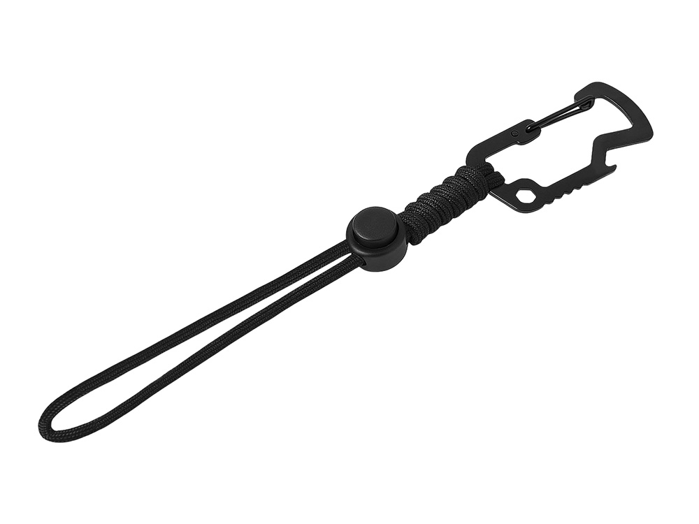 Брелок-шнурок Spanner с карабином с открывашкой для бутылок и ключом-шестигранником, черный